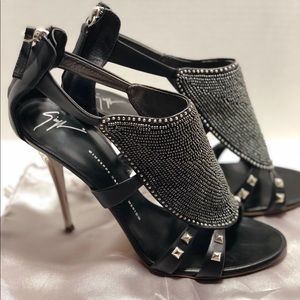 Ladies Giuseppe Zanotti Black & Silver Heals Sz 10